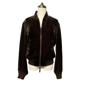 VINCE | Velvet Deep Brown Bomber Jacket | Size S
